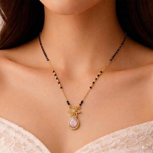 Elegant Pastel Pink AD Stone Mangalsutra for Women
