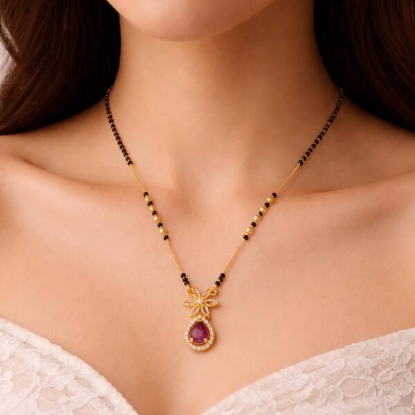 Elegant Maroon AD Stone Mangalsutra for Women