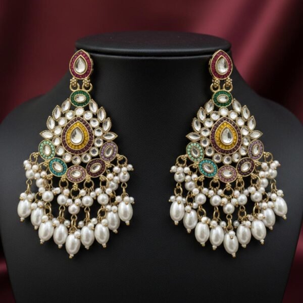 Stylish Kashmiri Earrings with Pearls