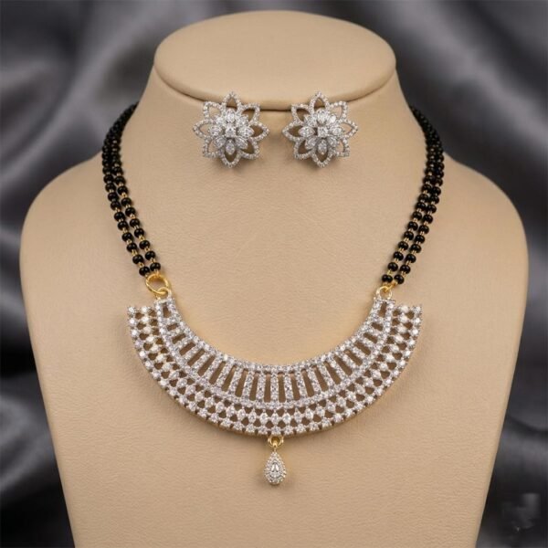 Fashionable Gold Plated Mangalsutra Earrings Set