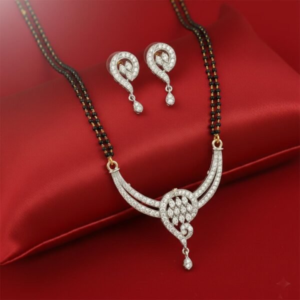 Stylish AD Stone Bridal Mangalsutra With Earrings Set