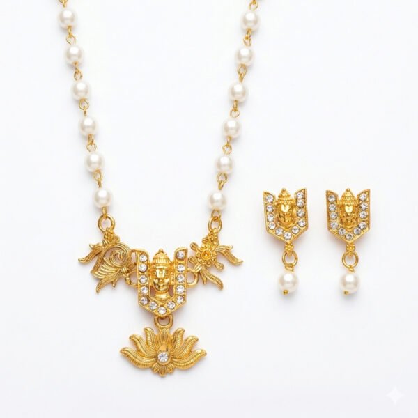 Lord Balaji Pearl Necklace Set