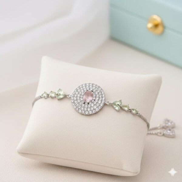 Silver AD Stone  Adjustable Bracelet