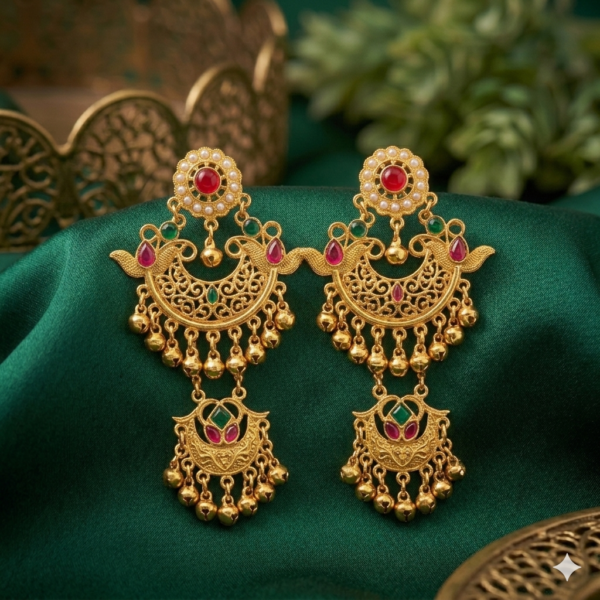 Traditional Kashmiri Pearl Jhumki Earrings for Women & Girls | Elegant Ethnic Design