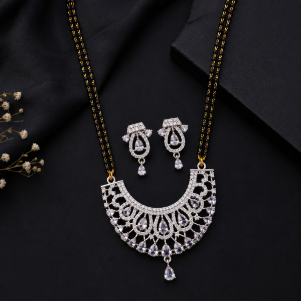 AD Stone Mangalsutra with Matching Earrings for Women | Gold Plated Traditional Set